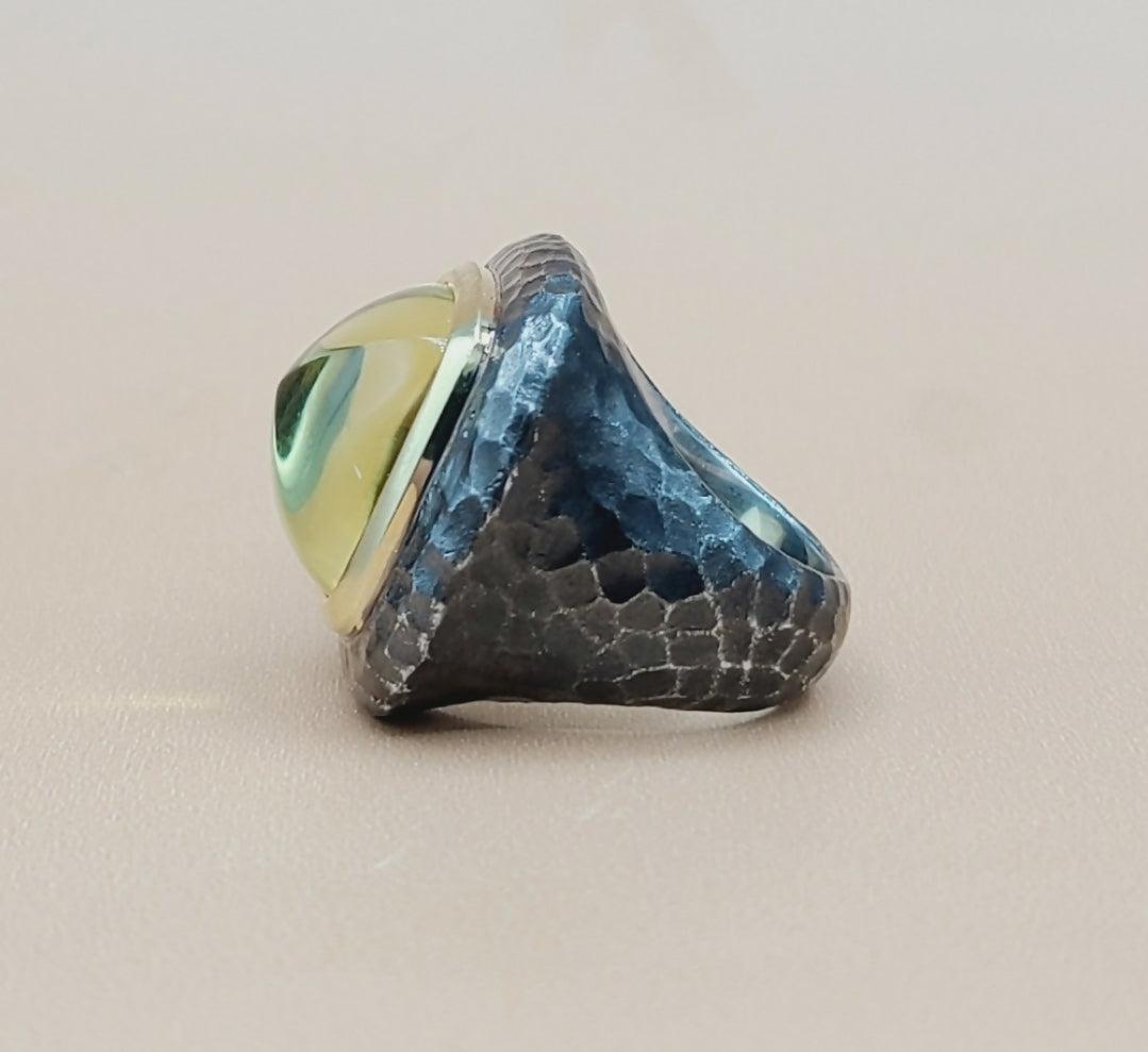    David Yurman Hammered Albion Ring – Lemon Citrine & Gold