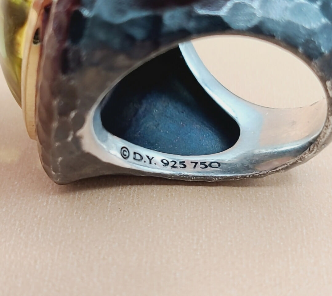    David Yurman Hammered Albion Ring – Lemon Citrine & Gold