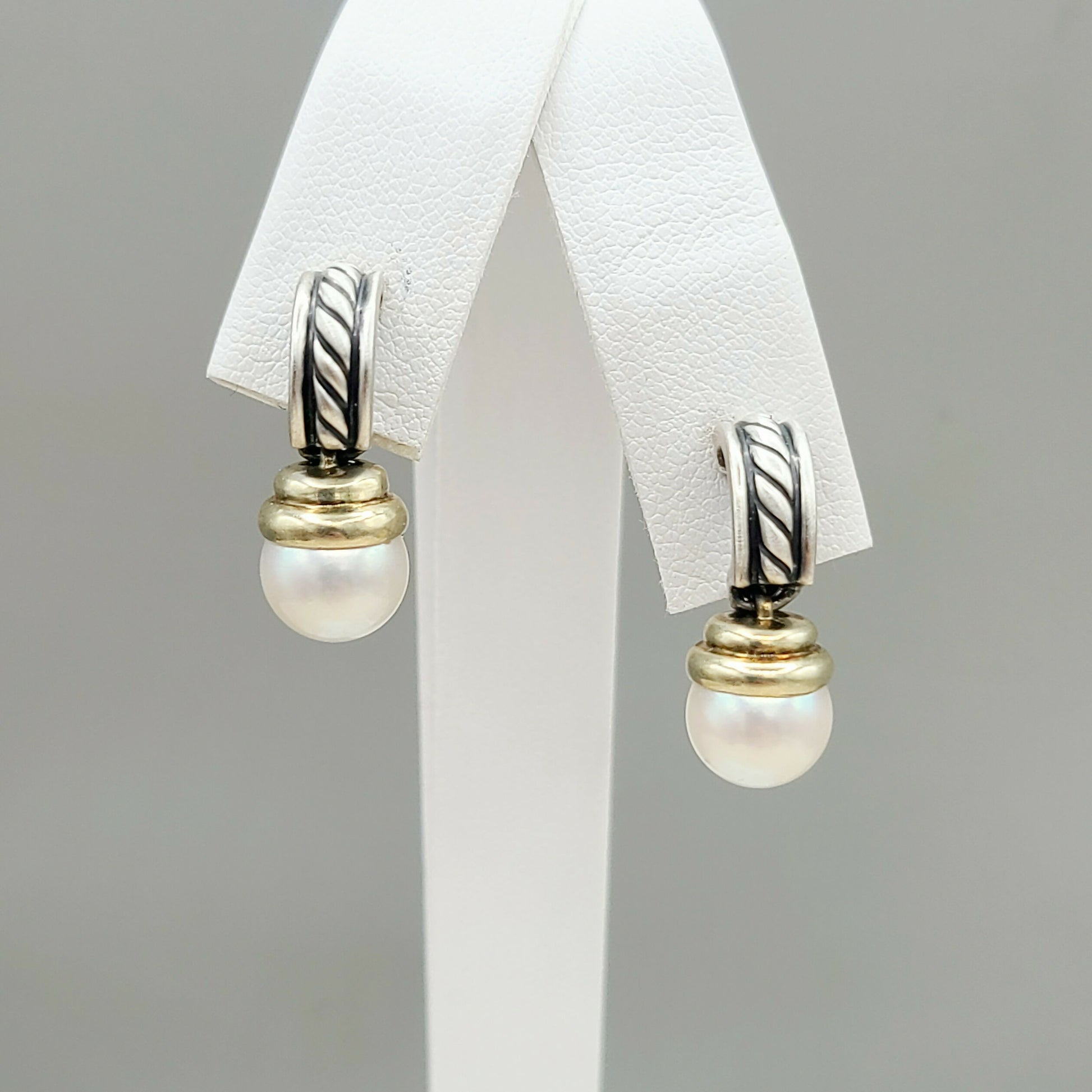    David Yurman Hampton Cable Drop Pearl Earrings