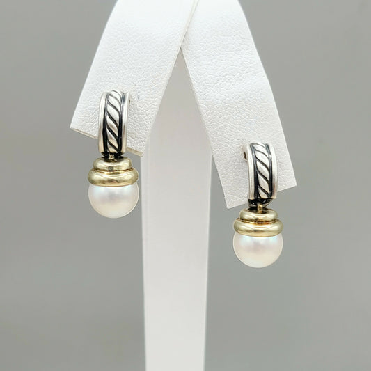    David Yurman Hampton Cable Drop Pearl Earrings