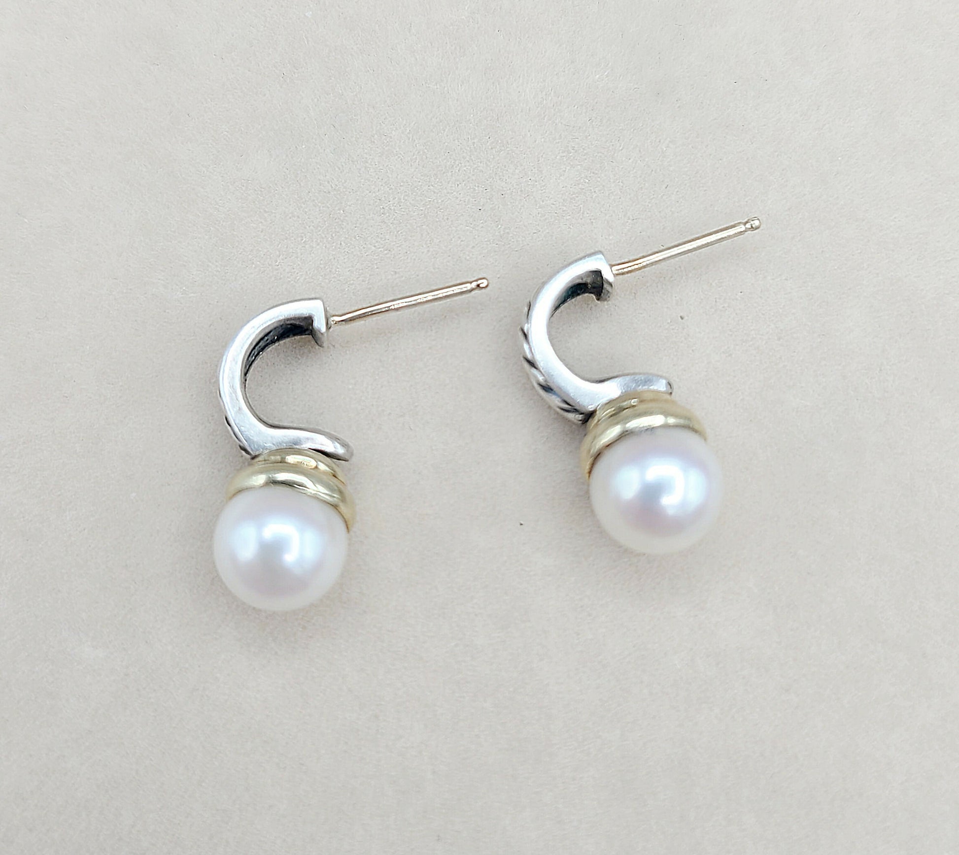    David Yurman Hampton Cable Drop Pearl Earrings