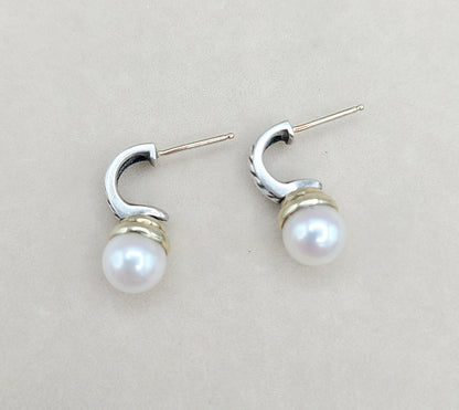    David Yurman Hampton Cable Drop Pearl Earrings