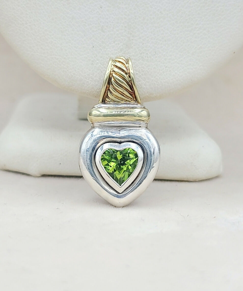    David Yurman Heart Pendant Enhancer Peridot & Gold