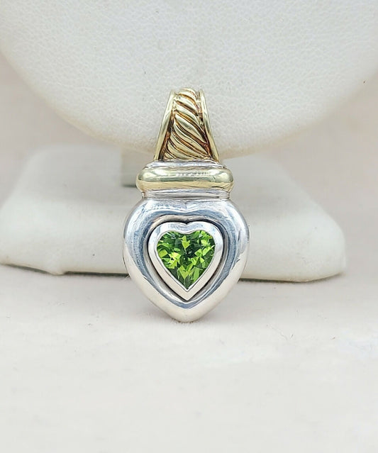    David Yurman Heart Pendant Enhancer Peridot & Gold