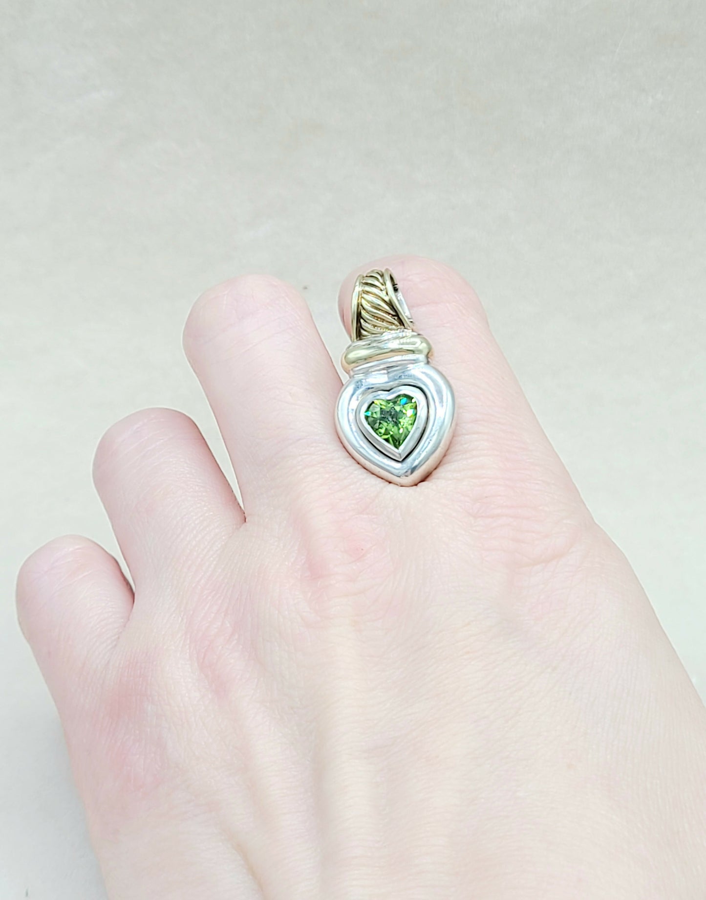    David Yurman Heart Pendant Enhancer Peridot & Gold