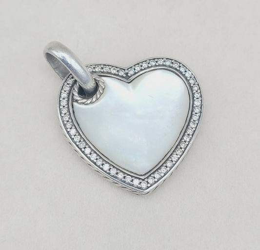    David Yurman Heart Pendant – Mother of Pearl & Diamonds