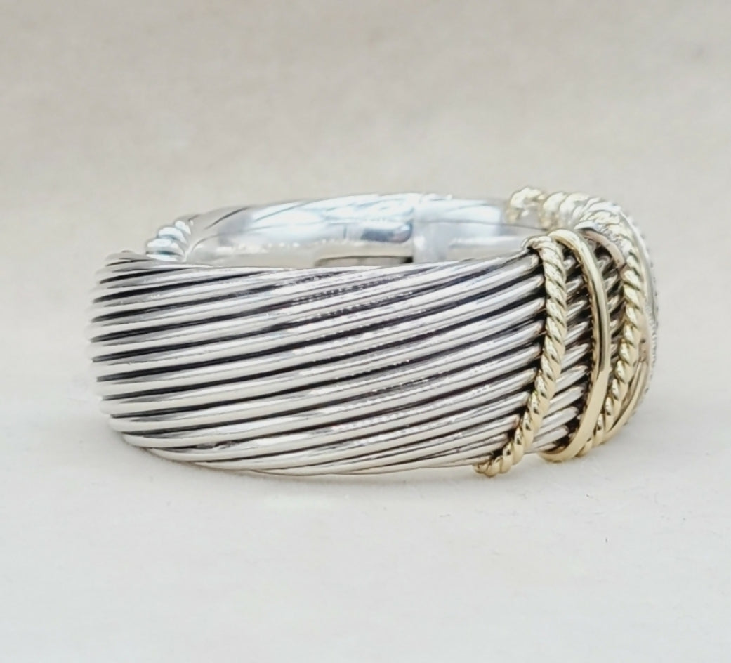    David Yurman Helena Cuff Bracelet With 18k Gold And Pave Diamonds