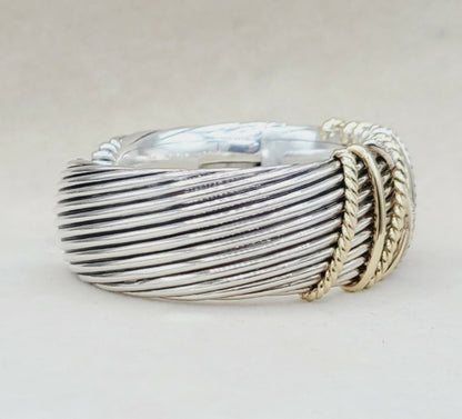    David Yurman Helena Cuff Bracelet With 18k Gold And Pave Diamonds