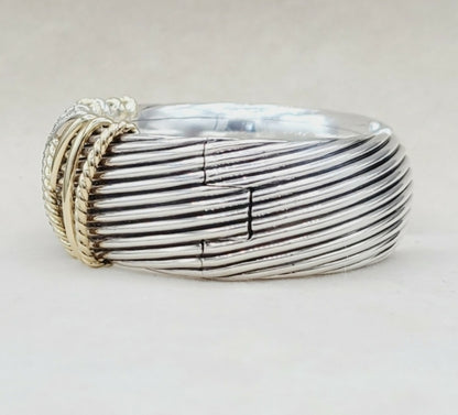    David Yurman Helena Cuff Bracelet With 18k Gold And Pave Diamonds