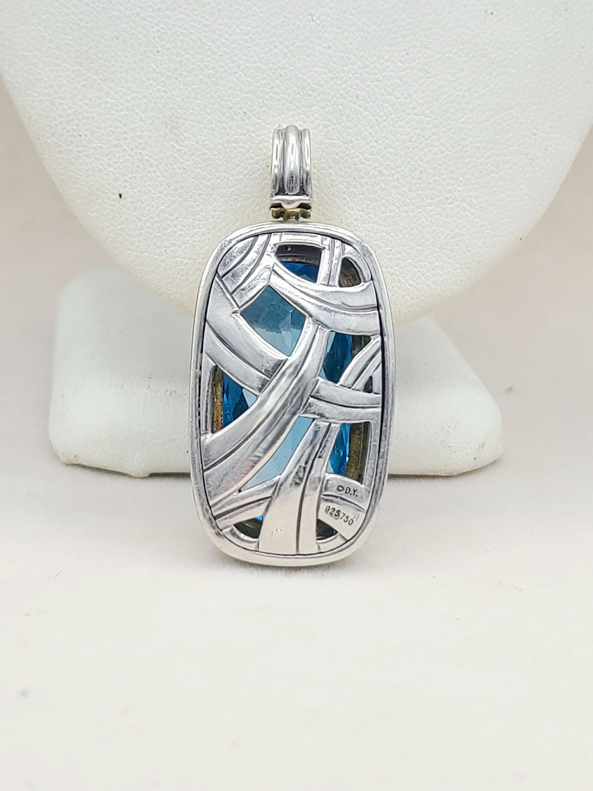    David Yurman Jumbo Albion Elongated Pendant – Blue Topaz