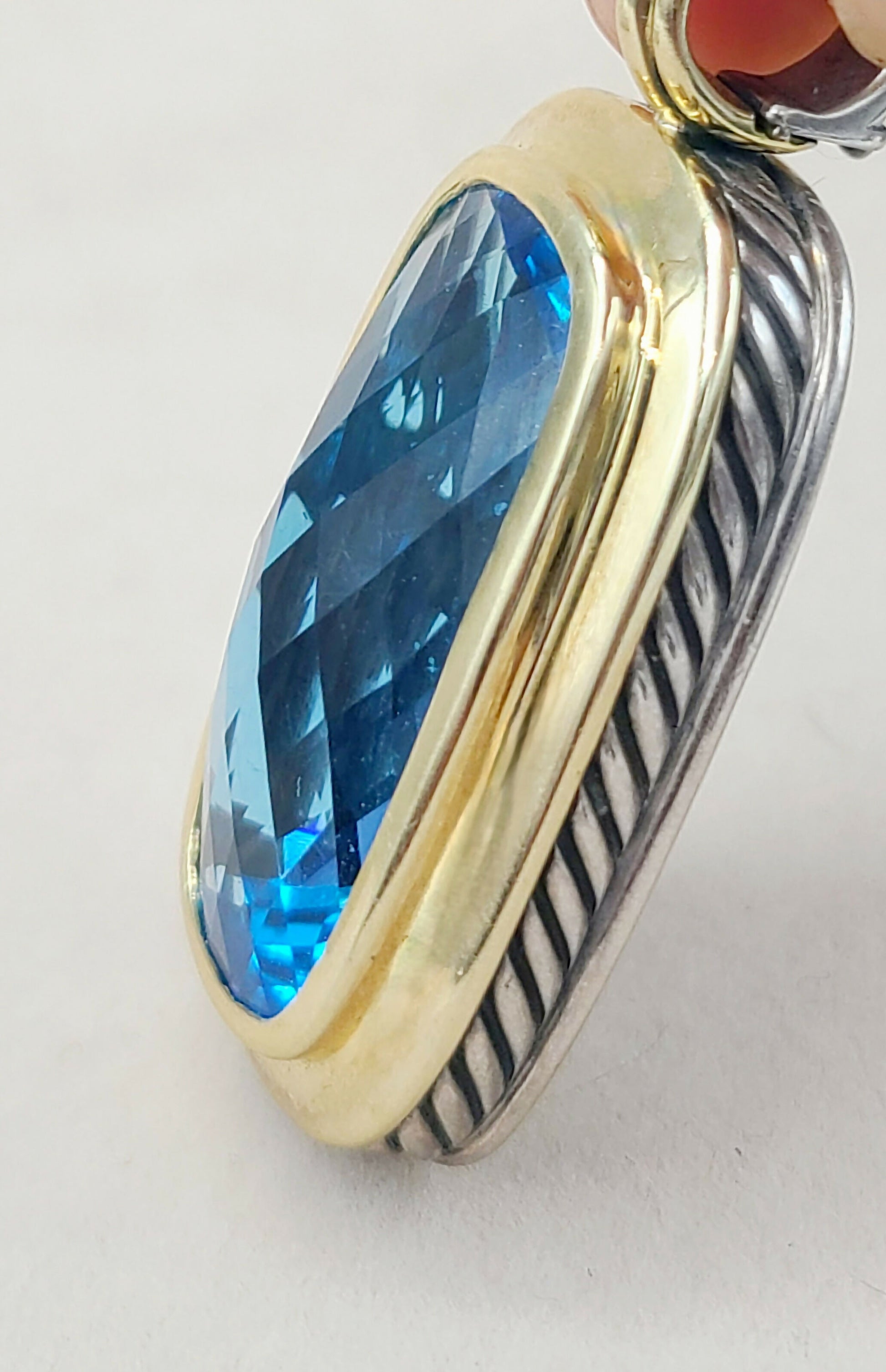    David Yurman Jumbo Albion Elongated Pendant – Blue Topaz