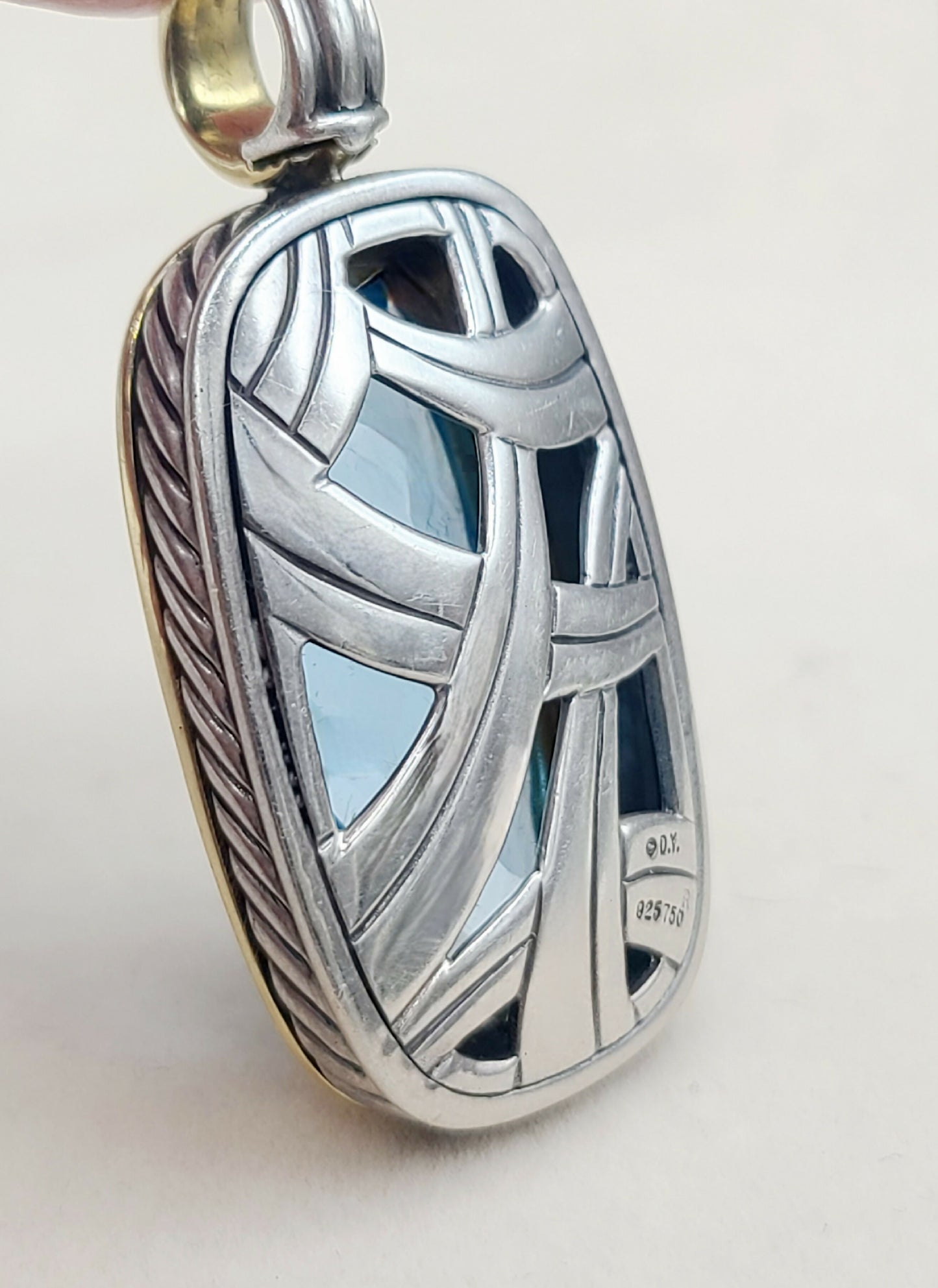    David Yurman Jumbo Albion Elongated Pendant – Blue Topaz