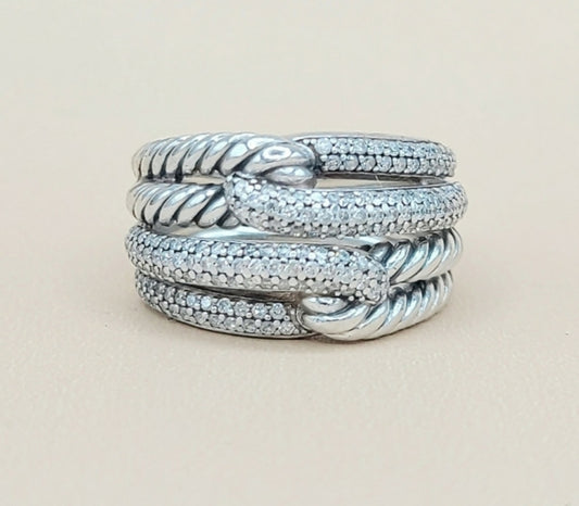    David Yurman Labyrinth Double Loop Ring – Diamonds