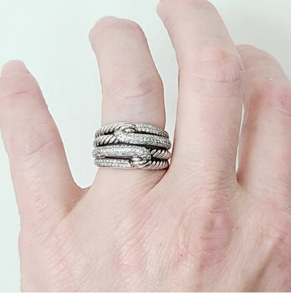    David Yurman Labyrinth Double Loop Ring – Diamonds