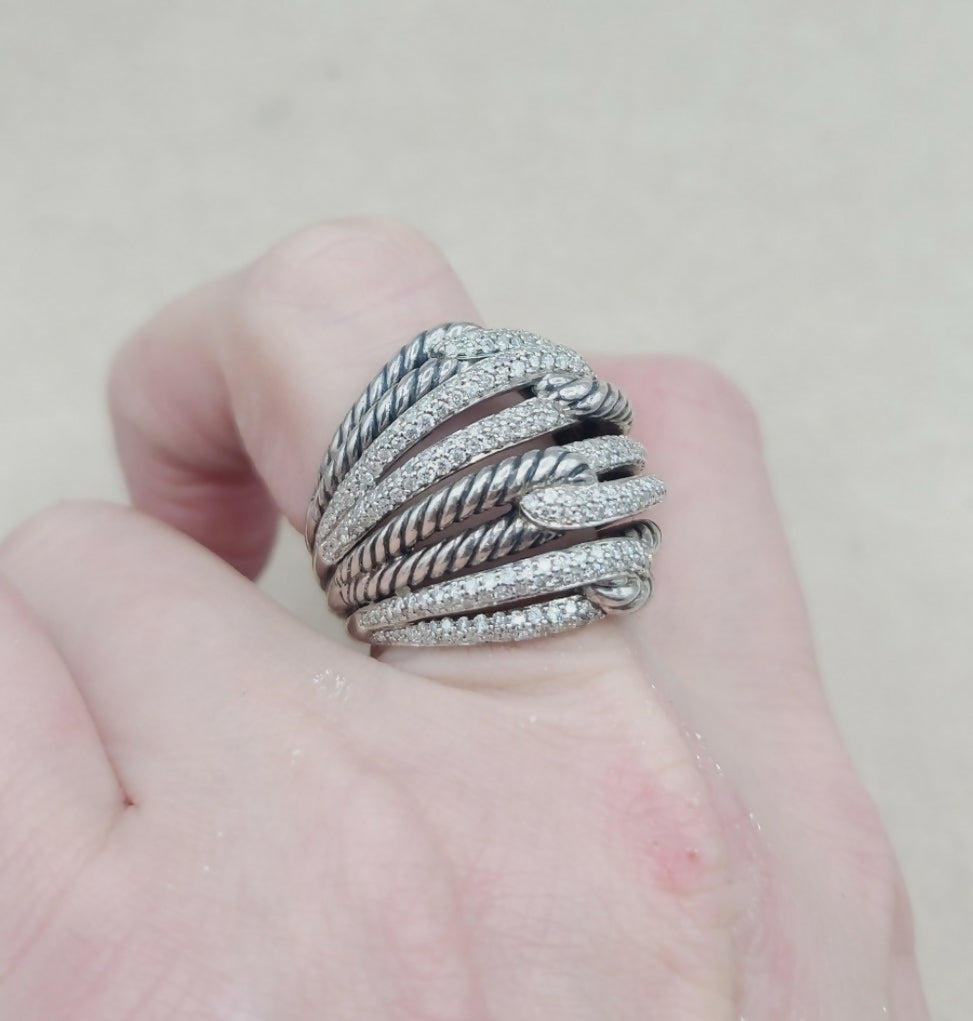    David Yurman Labyrinth Quadruple-Loop Ring – Diamonds