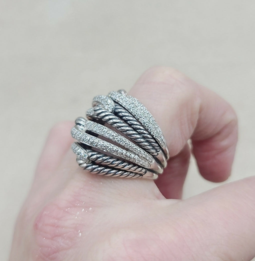    David Yurman Labyrinth Quadruple-Loop Ring – Diamonds
