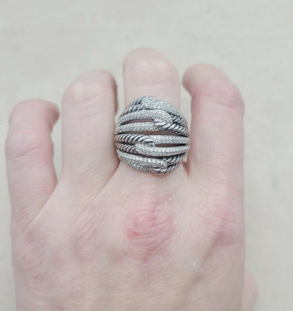    David Yurman Labyrinth Quadruple-Loop Ring – Diamonds