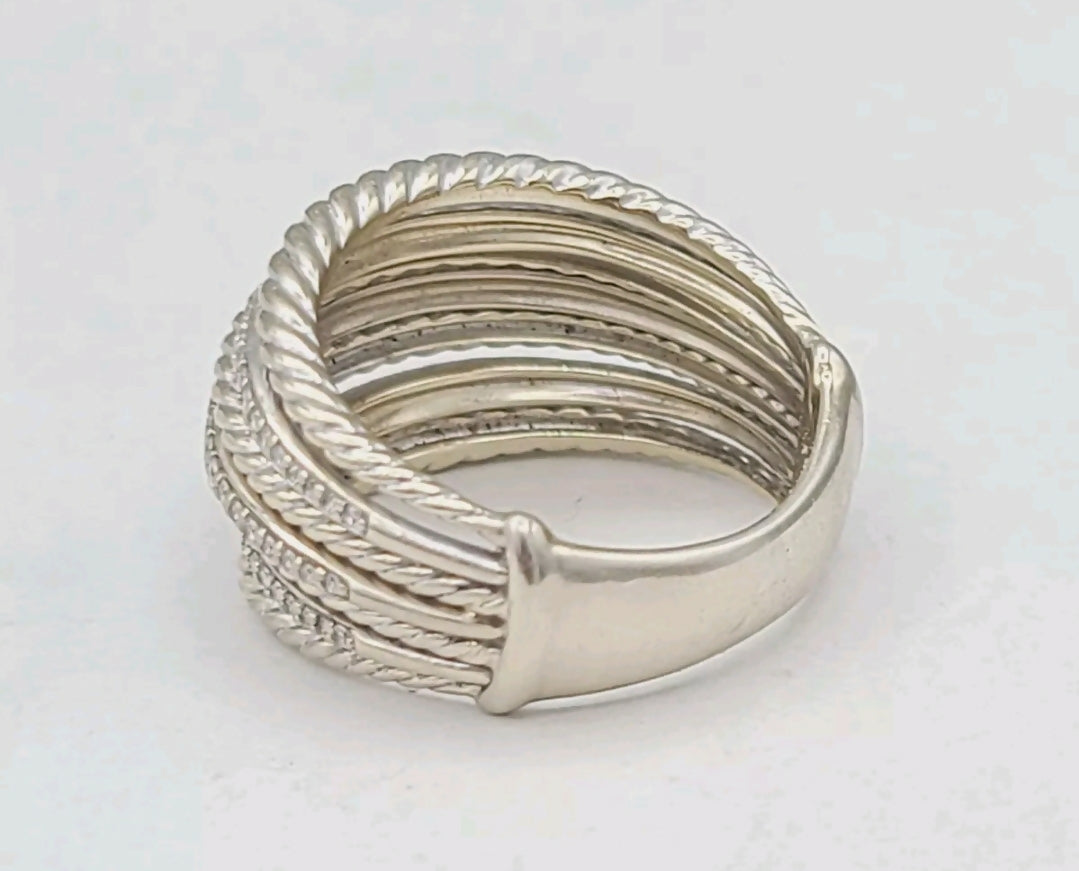    David Yurman Lantana Dome Ring Diamonds 18K White Gold