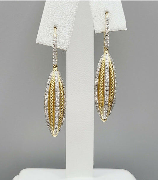    David Yurman Lantana Drop Earrings – 18k Gold & Diamonds