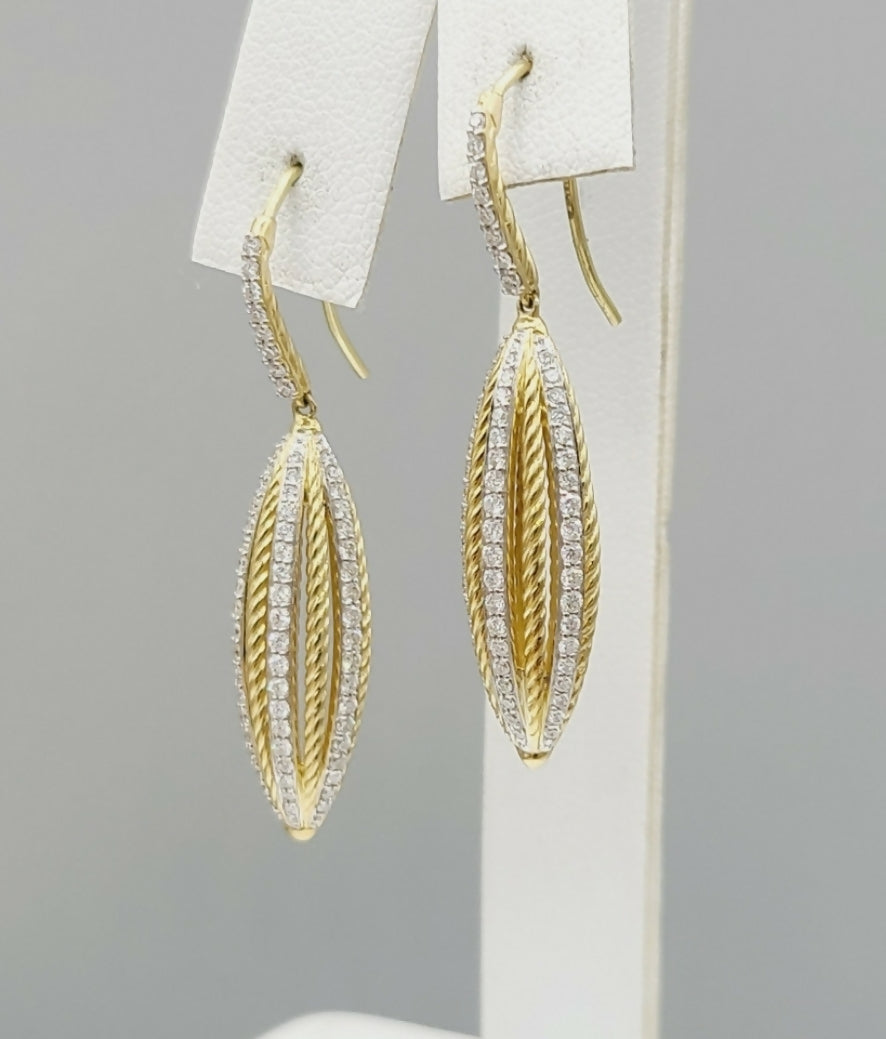    David Yurman Lantana Drop Earrings – 18k Gold & Diamonds