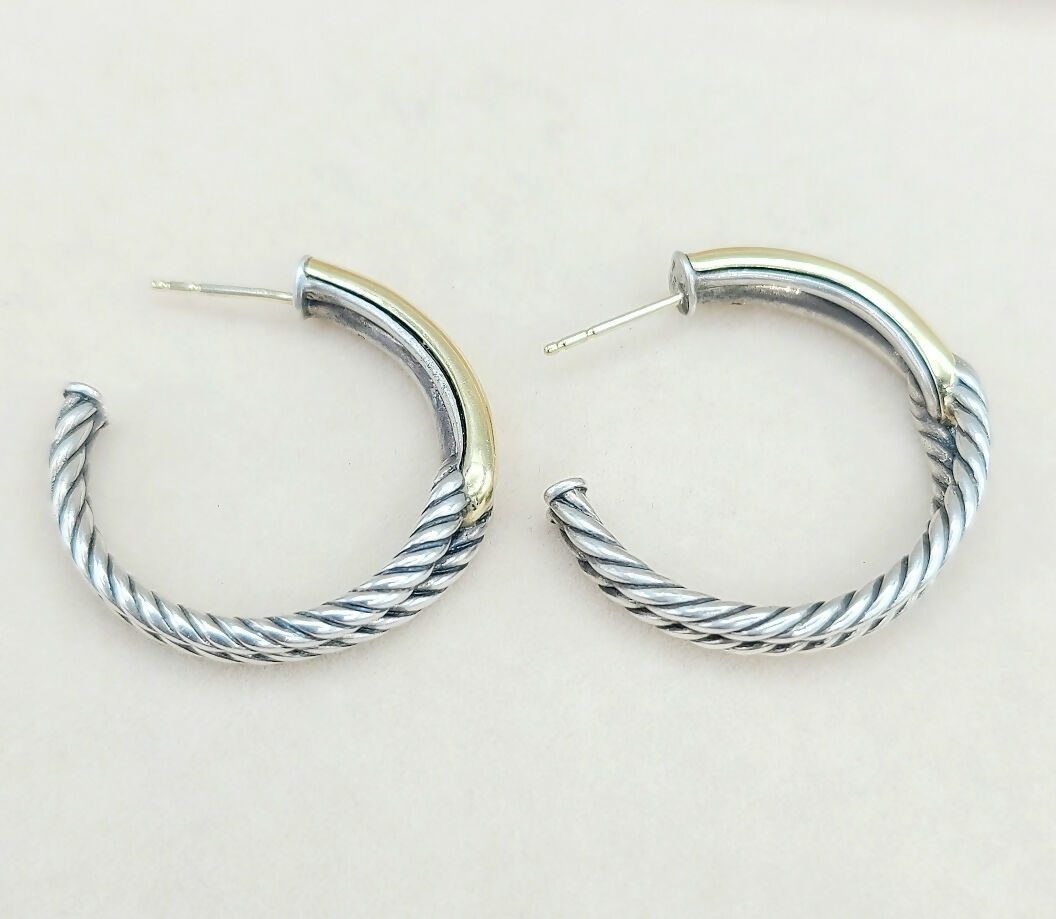    David Yurman Large Labyrinth Single-Loop Hoop Earrings