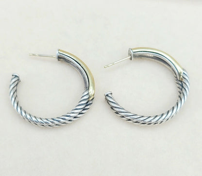    David Yurman Large Labyrinth Single-Loop Hoop Earrings