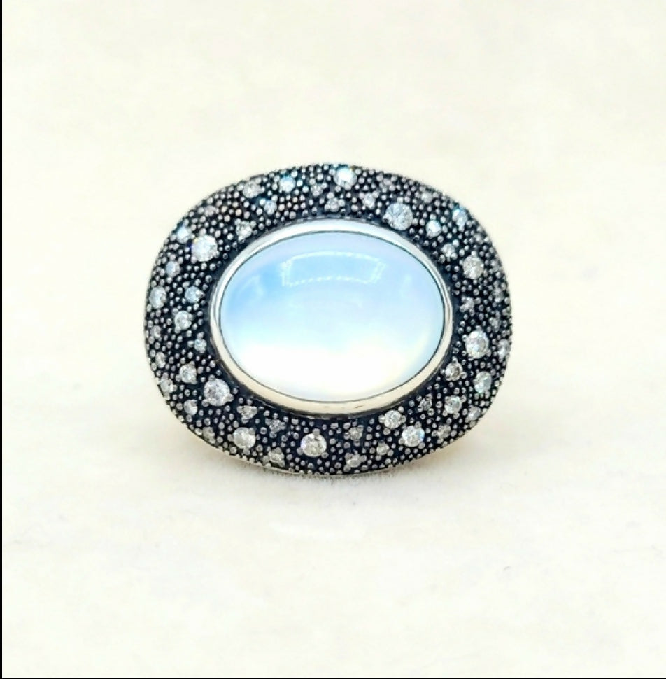    David Yurman Large Midnight Melange Ring – Moon Quartz