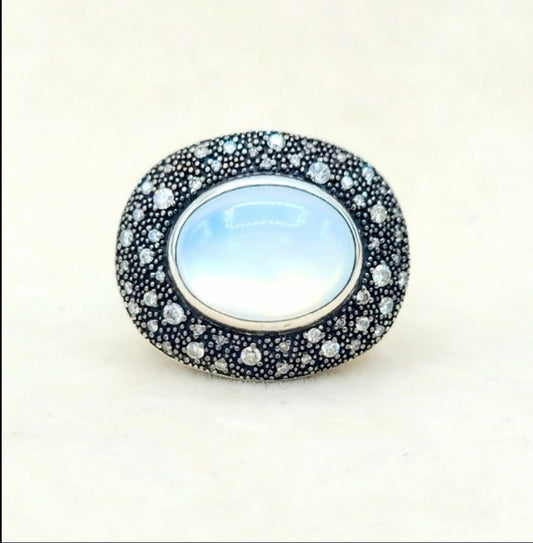    David Yurman Large Midnight Melange Ring – Moon Quartz