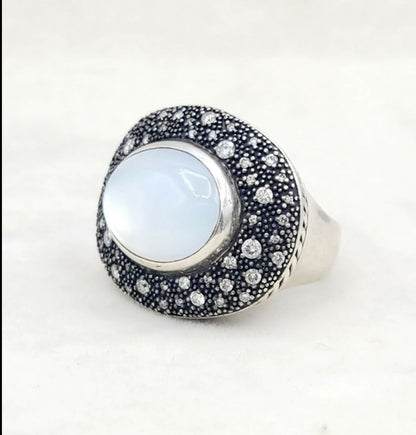    David Yurman Large Midnight Melange Ring – Moon Quartz