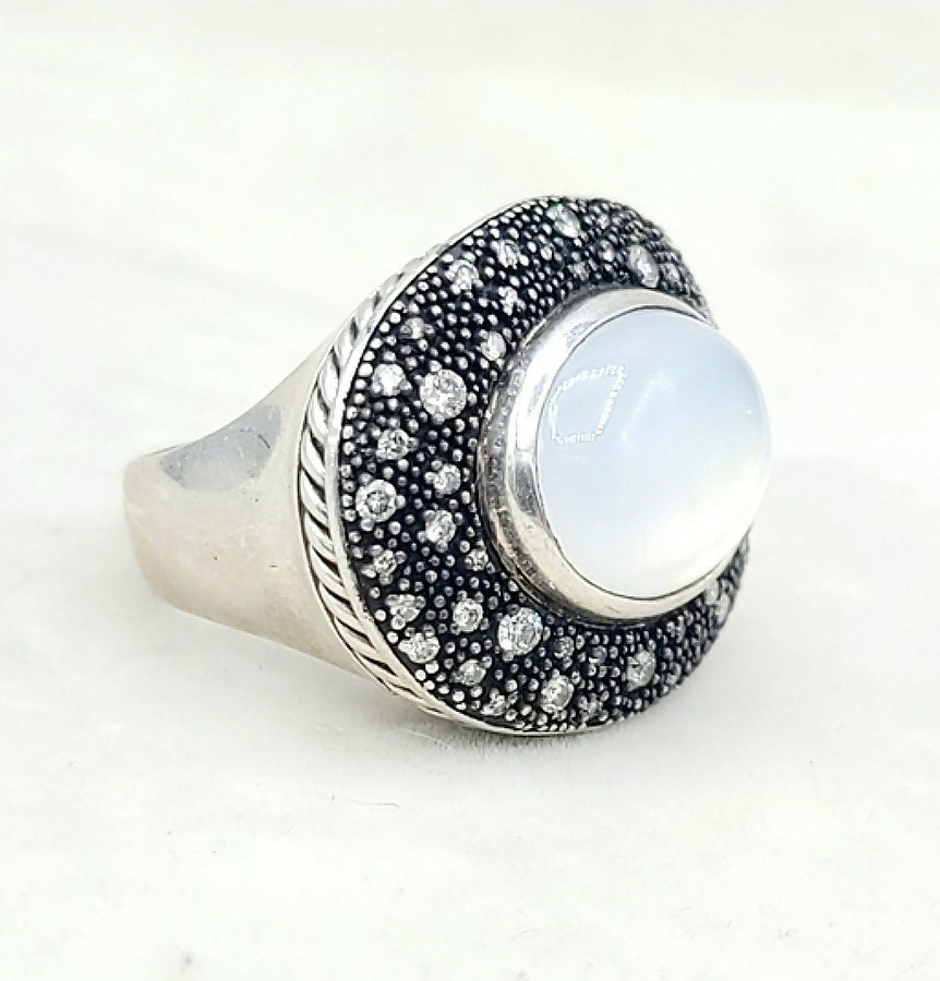    David Yurman Large Midnight Melange Ring – Moon Quartz