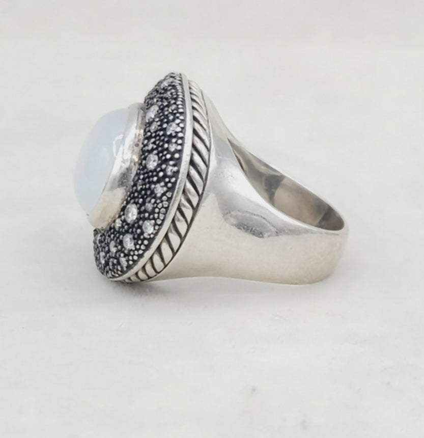    David Yurman Large Midnight Melange Ring – Moon Quartz