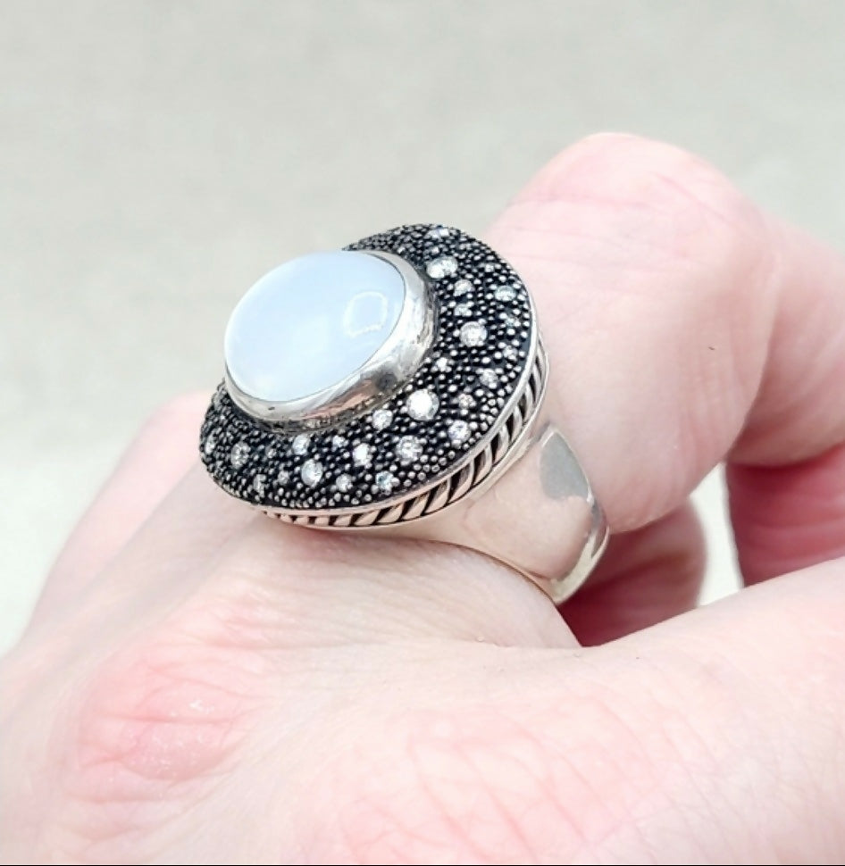    David Yurman Large Midnight Melange Ring – Moon Quartz