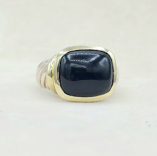    David Yurman Large Noblesse Ring Black Onyx & Gold