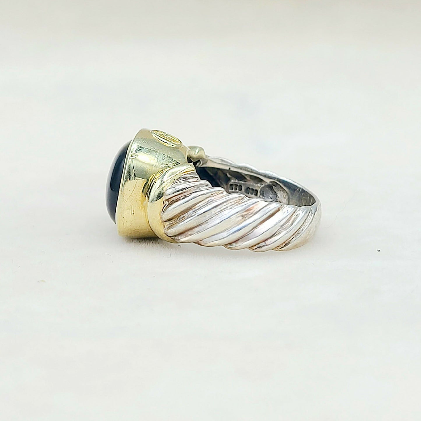    David Yurman Large Noblesse Ring Black Onyx & Gold