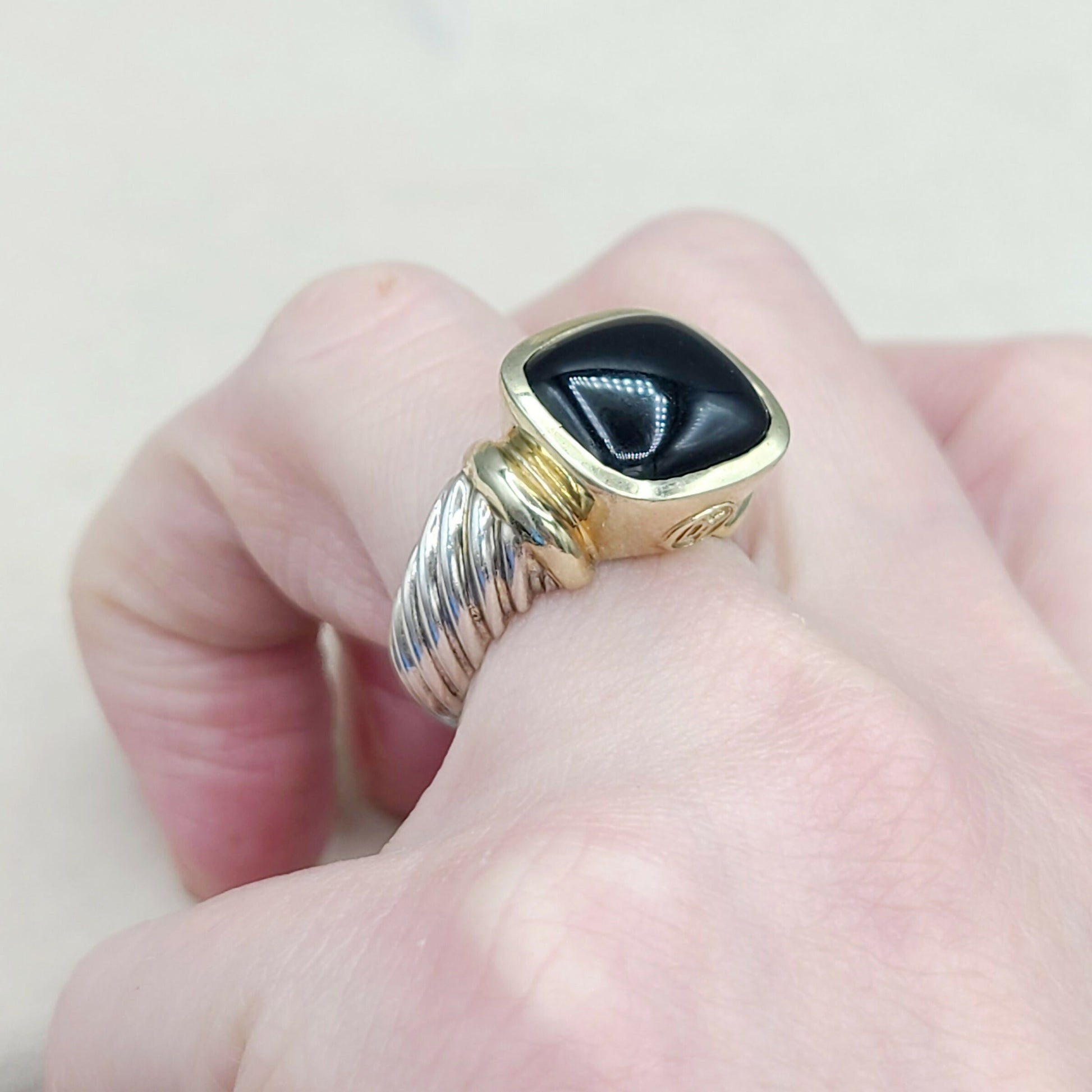    David Yurman Large Noblesse Ring Black Onyx & Gold