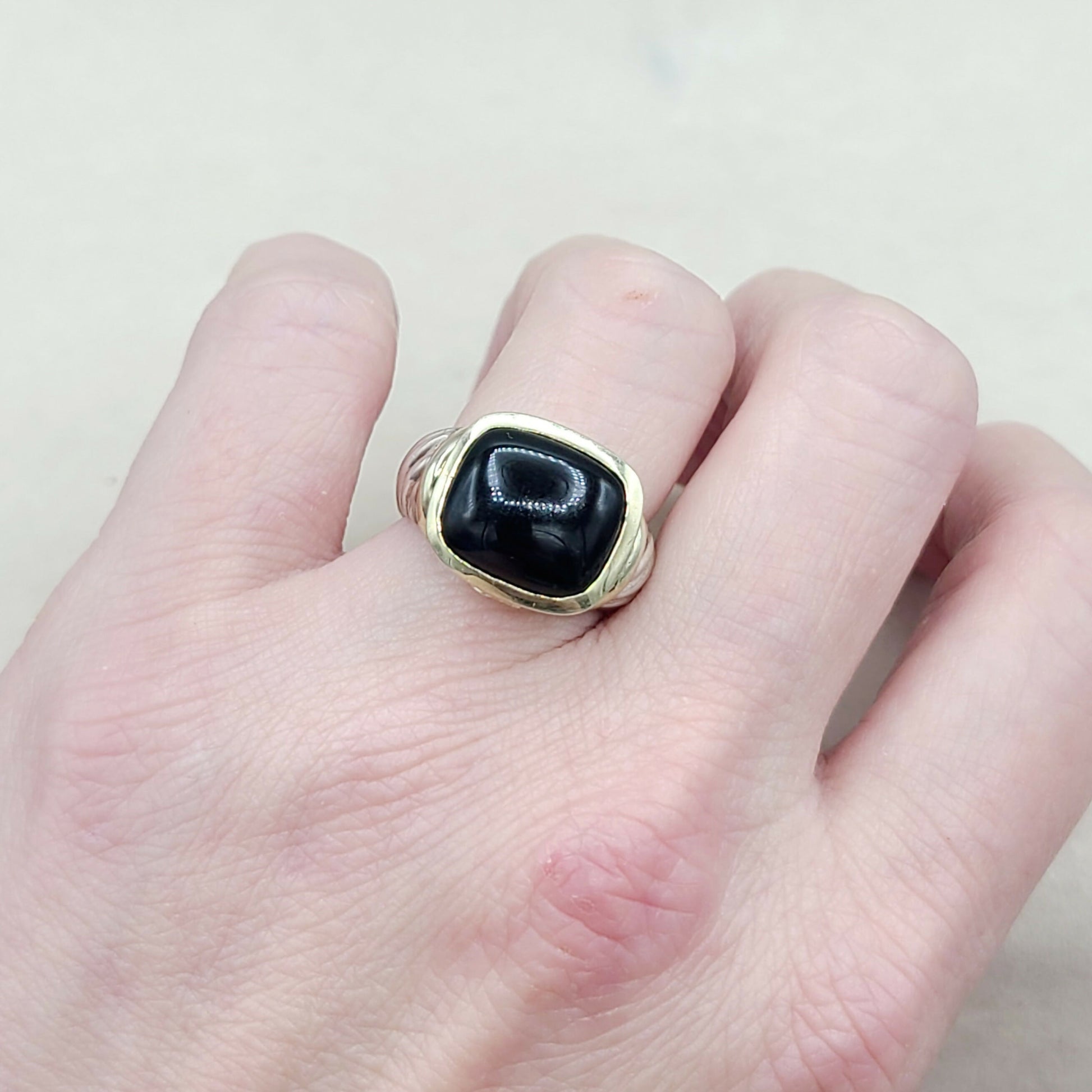    David Yurman Large Noblesse Ring Black Onyx & Gold