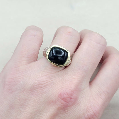    David Yurman Large Noblesse Ring Black Onyx & Gold