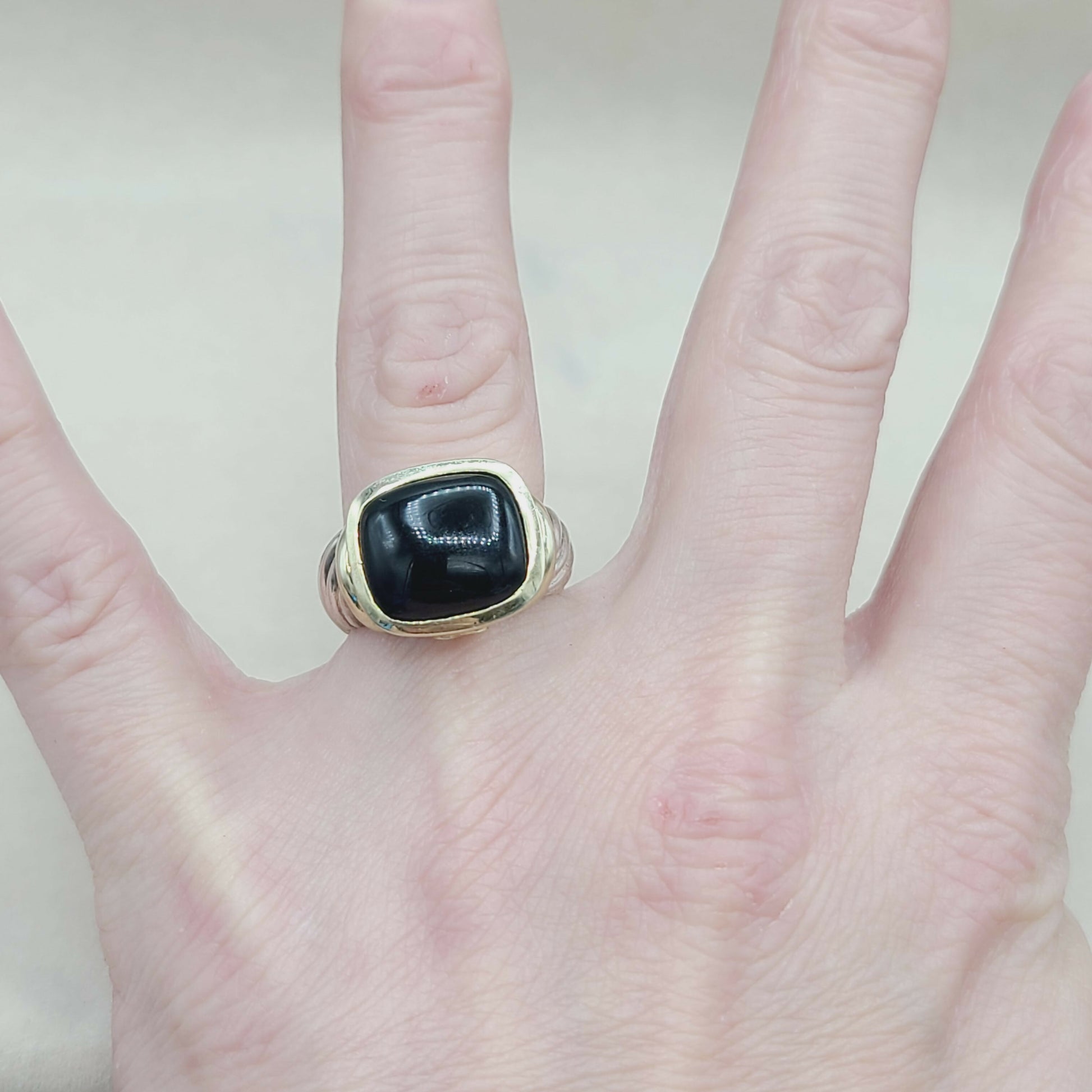    David Yurman Large Noblesse Ring Black Onyx & Gold