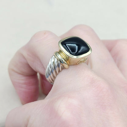    David Yurman Large Noblesse Ring Black Onyx & Gold