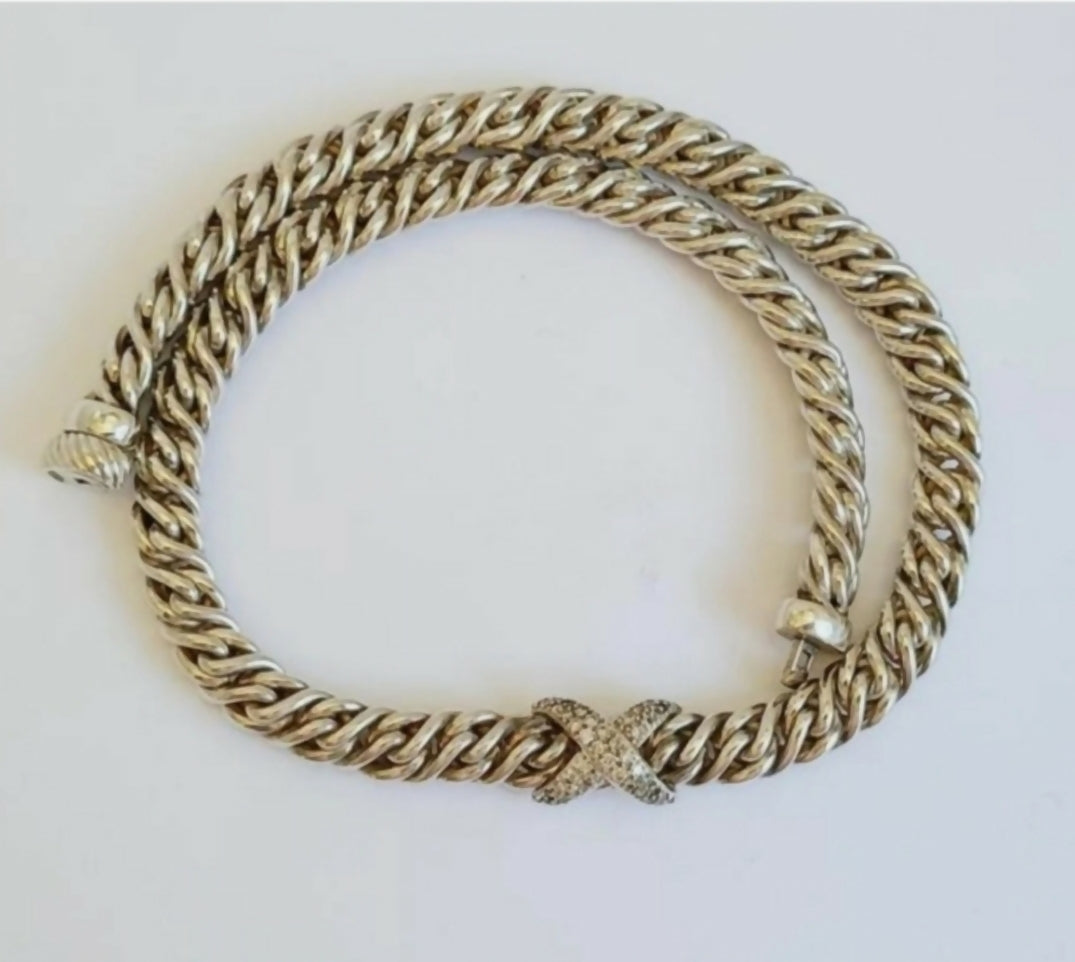    David Yurman Lyrica Diamond X Necklace