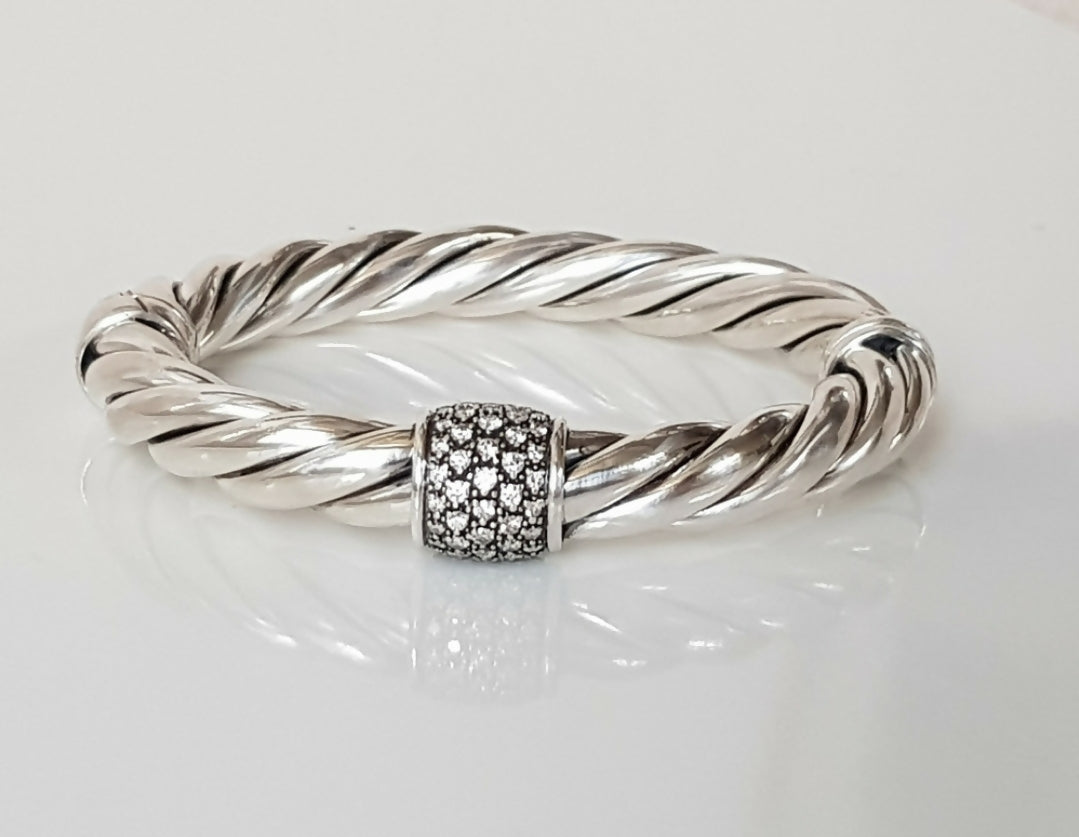    David Yurman Metro Station Bracelet 10mm with Diamonds
