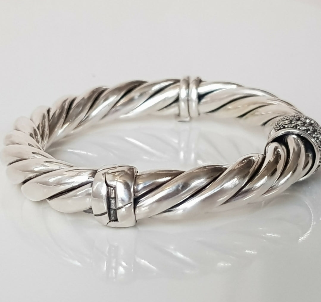    David Yurman Metro Station Bracelet 10mm with Diamonds