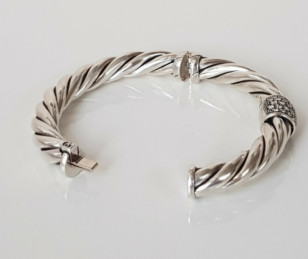    David Yurman Metro Station Bracelet 10mm with Diamonds