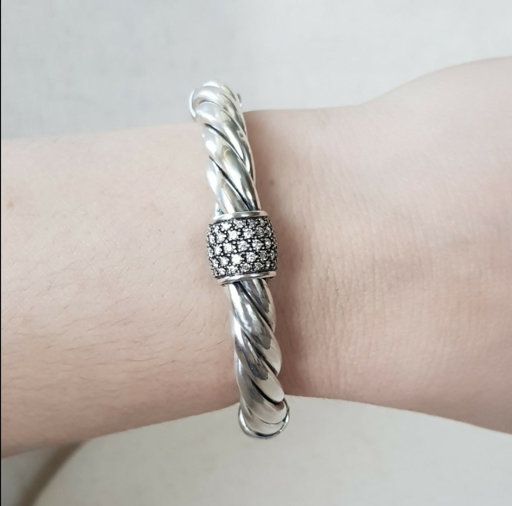    David Yurman Metro Station Bracelet 10mm with Diamonds