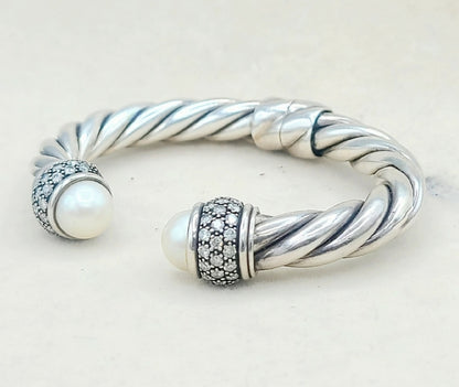    David Yurman Moonlight Ice Bracelet 10mm –  Pearl & Diamonds
