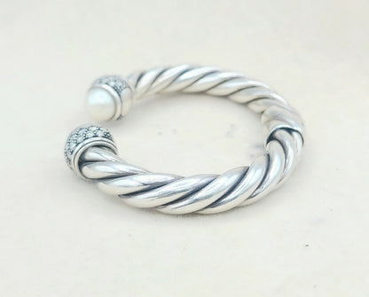    David Yurman Moonlight Ice Bracelet 10mm –  Pearl & Diamonds