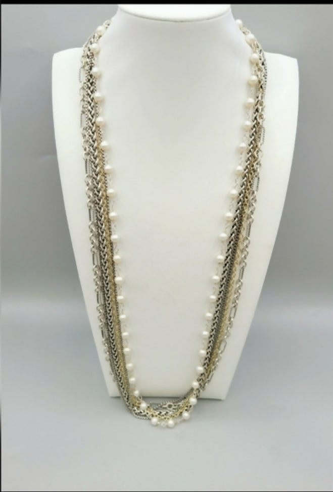    David Yurman Multi-Chain Pearl Necklace – 28 in