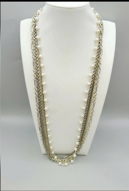    David Yurman Multi-Chain Pearl Necklace – 28 in