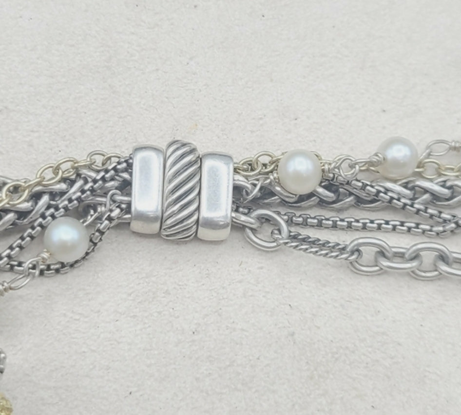    David Yurman Multi-Chain Pearl Necklace – 28 in
