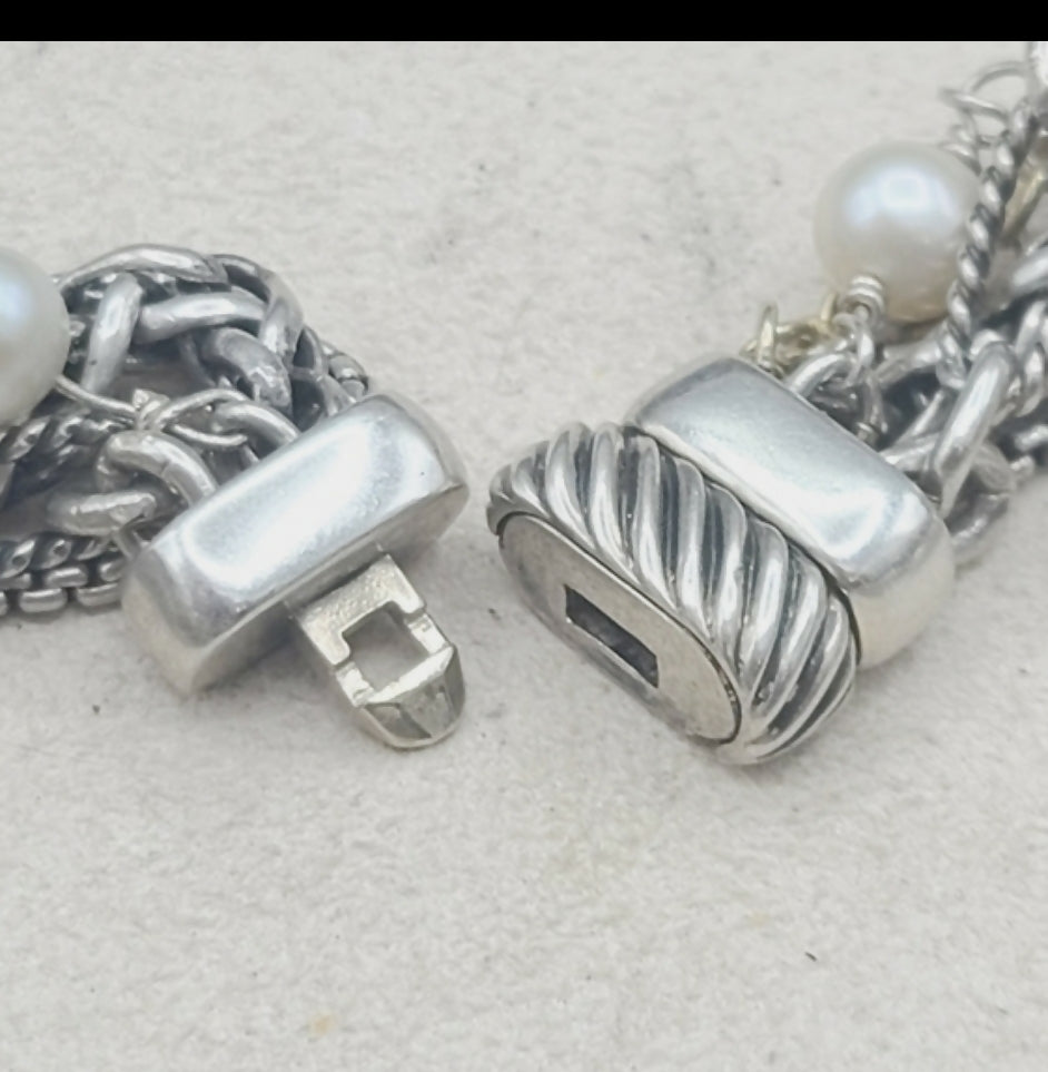    David Yurman Multi-Chain Pearl Necklace – 28 in